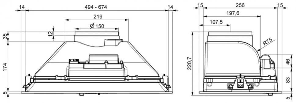 Вытяжка Elikor Врезной блок CASPER 52Н-450-П3Д нерж