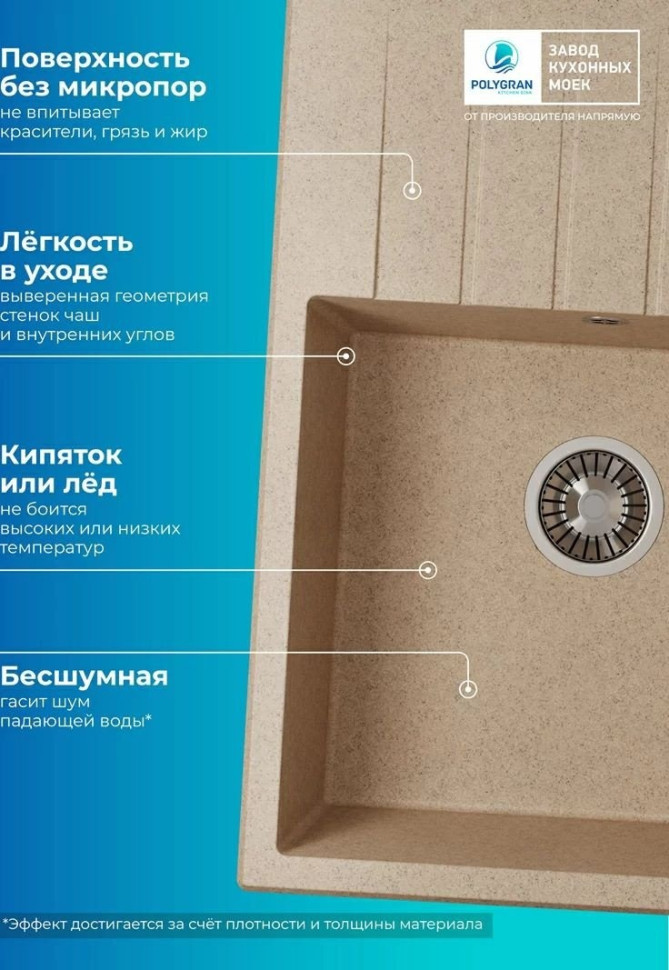 Кухонная мойка Polygran Deka 700 (песочный)