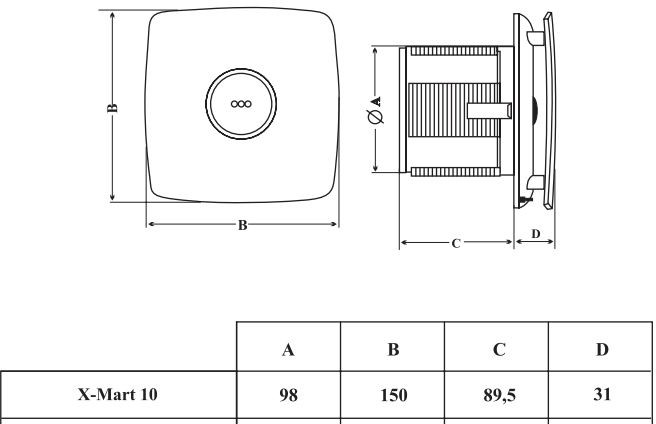 Вытяжная вентиляция CATA X-MART 10 Inox hygro Вытяжная вентиляция CATA X-MART 10 Inox hygro