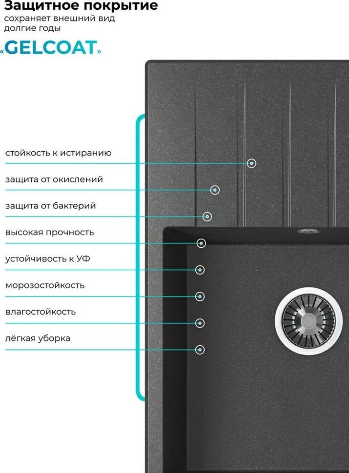 Кухонная мойка Polygran Deka 700 (черный) Кухонная мойка Polygran Deka 700 (черный)
