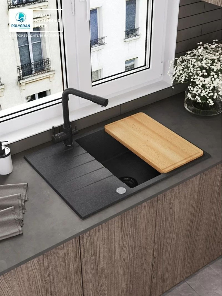 Кухонная мойка Polygran Deka 700 (черный) Кухонная мойка Polygran Deka 700 (черный)