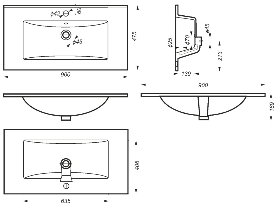 Умывальник SANITA LUXE Quadro 90 Умывальник SANITA LUXE Quadro 90