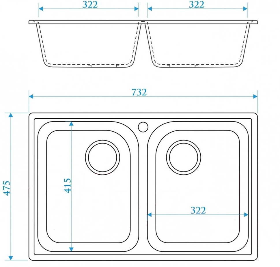 Кухонная мойка Berge BR-7322 (белый)