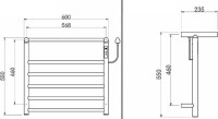 Полотенцесушитель Maxonor Pure Life PL-TRE03-55-5-3 с полкой (серый, подключение справа)
