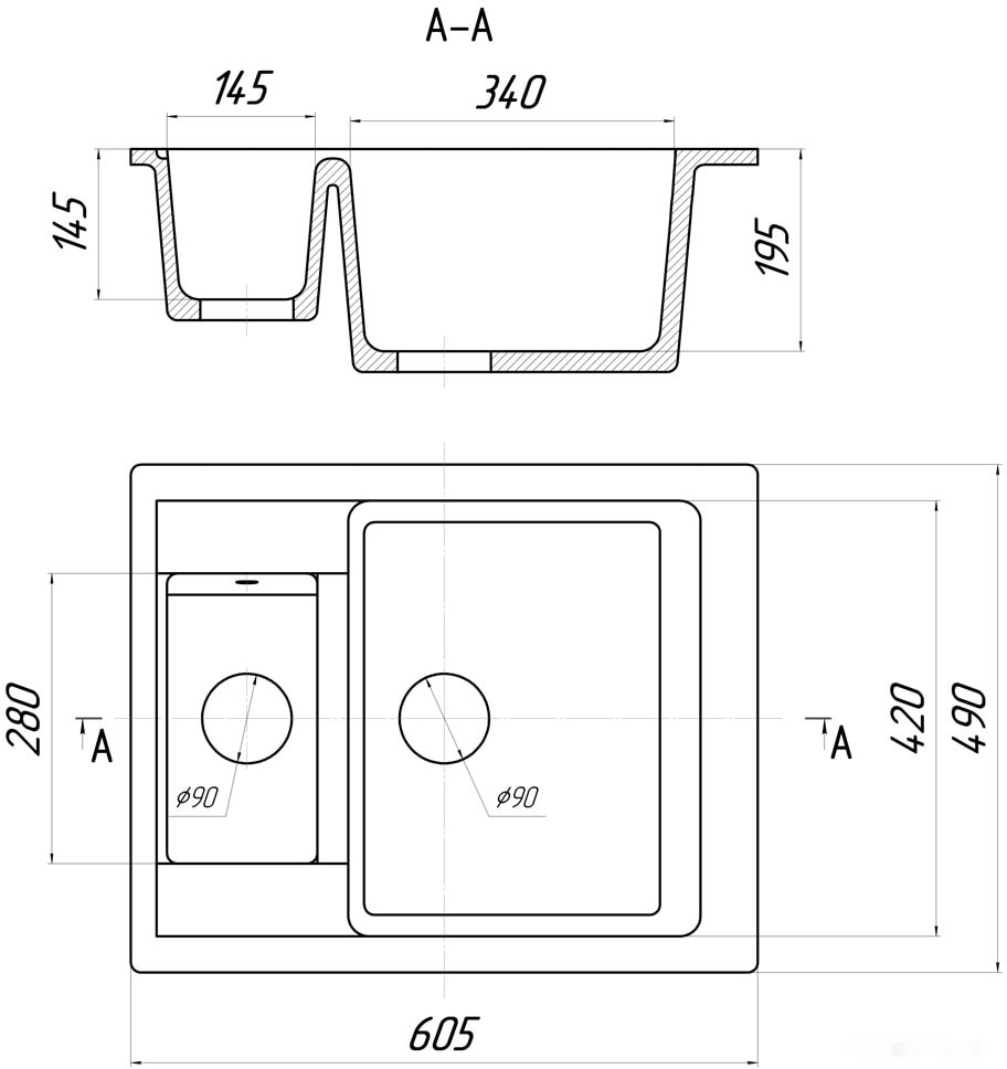 Кухонная мойка Gerhans C01 (оникс)