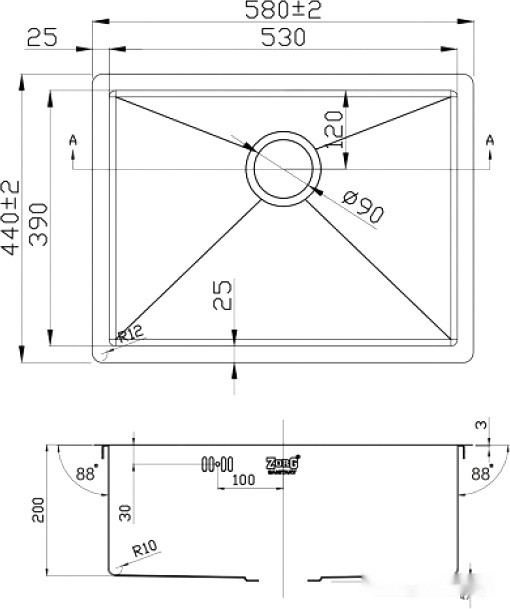 Кухонная мойка Zorg R-5844 Кухонная мойка Zorg R-5844