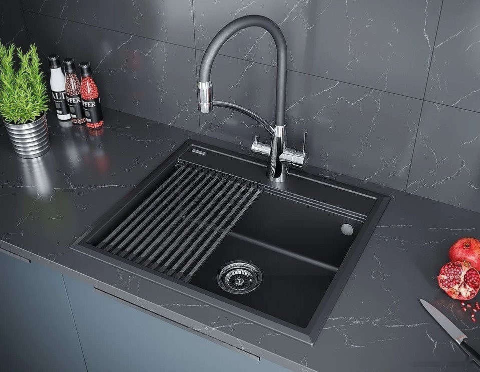 Кухонная мойка Paulmark Stepia-590 PM115951-BLM (черный металлик) Кухонная мойка Paulmark Stepia-590 PM115951-BLM (черный металлик)