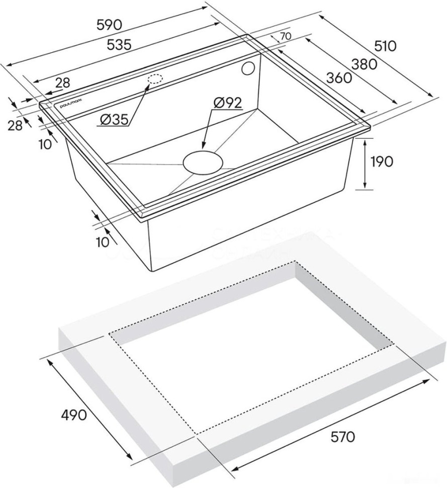 Кухонная мойка Paulmark Stepia-590 PM115951-BLM (черный металлик) Кухонная мойка Paulmark Stepia-590 PM115951-BLM (черный металлик)