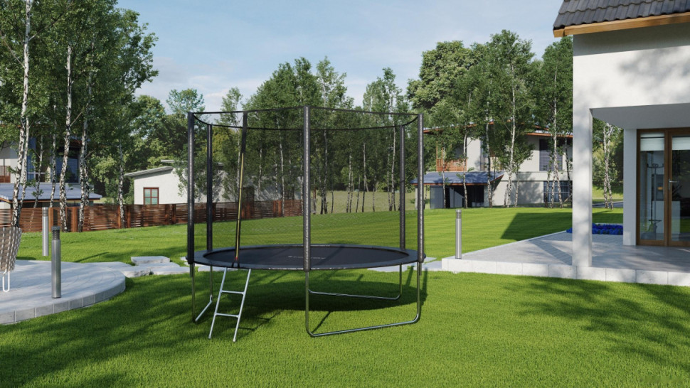 Батут GetActive Jump 10ft - 312 см с лестницей, внешней сеткой (черный) Батут GetActive Jump 10ft - 312 см с лестницей, внешней сеткой (черный)