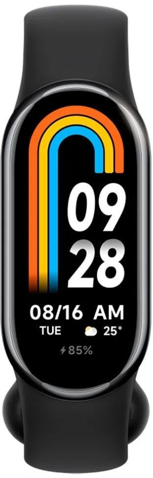 Фитнес-браслет Xiaomi Smart Band 8 (серый, с черным силиконовым ремешком, международная версия)