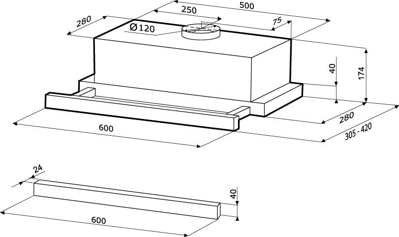 Вытяжка Krona Kamilla Wood (белый, без деревянной панели, 2 мотора)