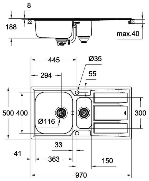 Кухонная мойка Grohe K400 31567SD0