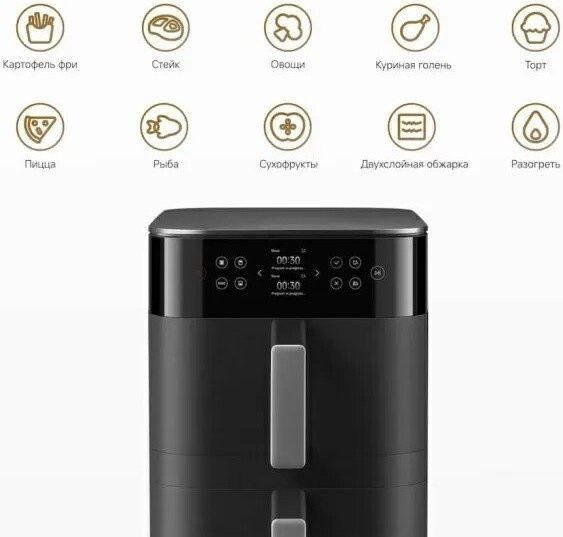 Аэрогриль Xiaomi Smart Double Stack Air Fryer 12L MAF-DS1201 (черный)
