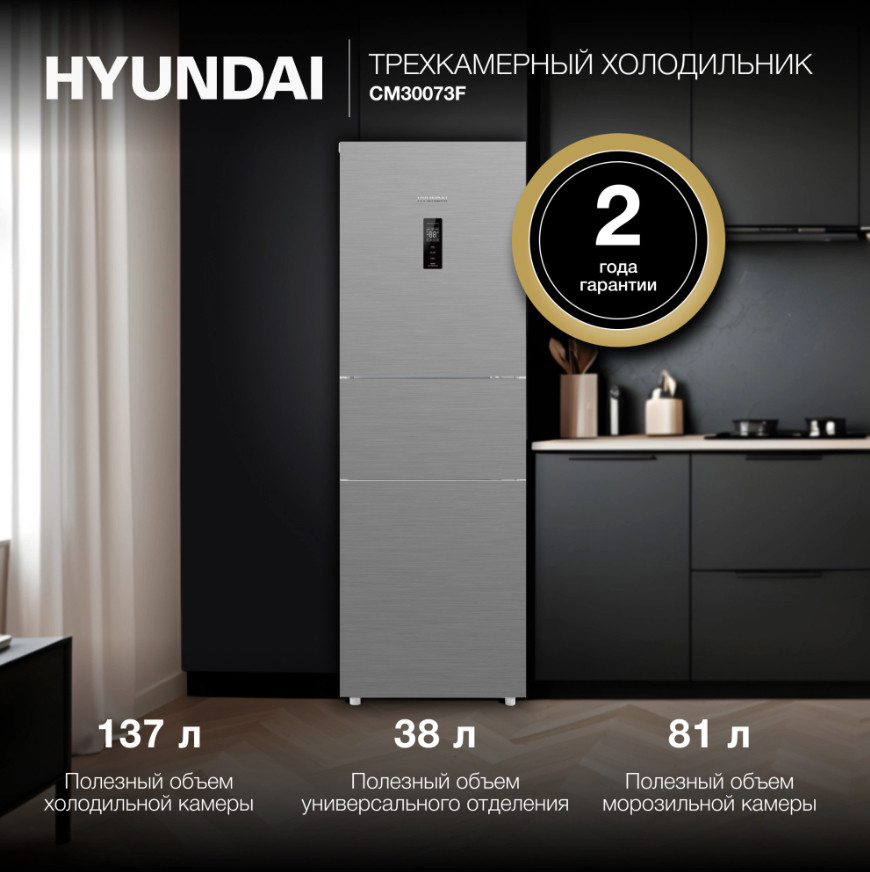 Холодильник Hyundai CM30073F (нержавеющая сталь)