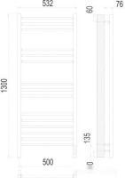 Полотенцесушитель Terminus Аврора П15 500x1300 электро (хром)