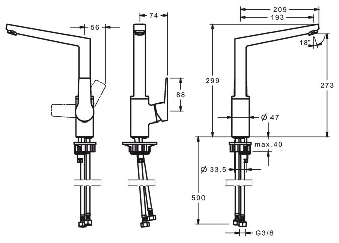 Смеситель Oras Twista 3838F