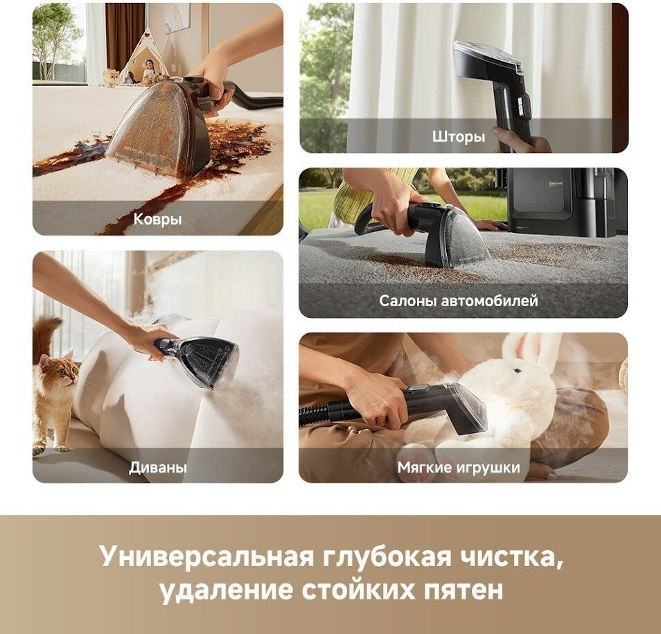 Пылесос Dreame Portable Carpet Spot Cleaner N20 Steam HNR27A (евровилка, черный)