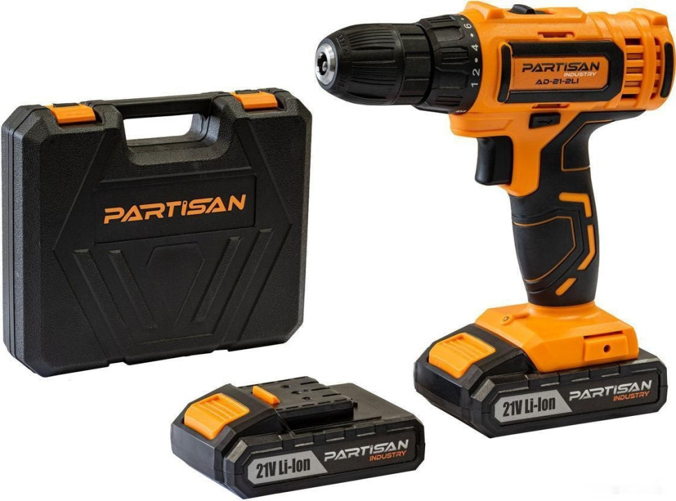 Дрель-шуруповерт Partisan AD-21-2 Li (с 2-мя АКБ, кейс) Дрель-шуруповерт Partisan AD-21-2 Li (с 2-мя АКБ, кейс)