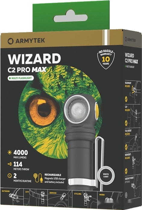 Фонарь Armytek Wizard C2 Pro Max Magnet USB (белый)