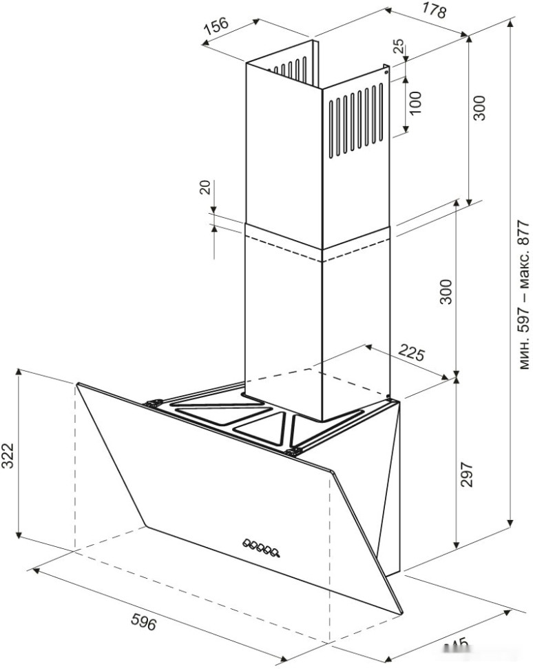 Вытяжка Krona Polly 600 PB (черный) Вытяжка Krona Polly 600 PB (черный)