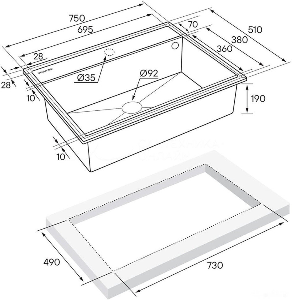 Кухонная мойка Paulmark Stepia-750 PM117551-BLM (черный металлик) Кухонная мойка Paulmark Stepia-750 PM117551-BLM (черный металлик)