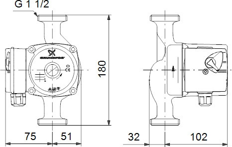 Циркуляционный насос Grundfos UPS 25-70 180 Циркуляционный насос Grundfos UPS 25-70 180