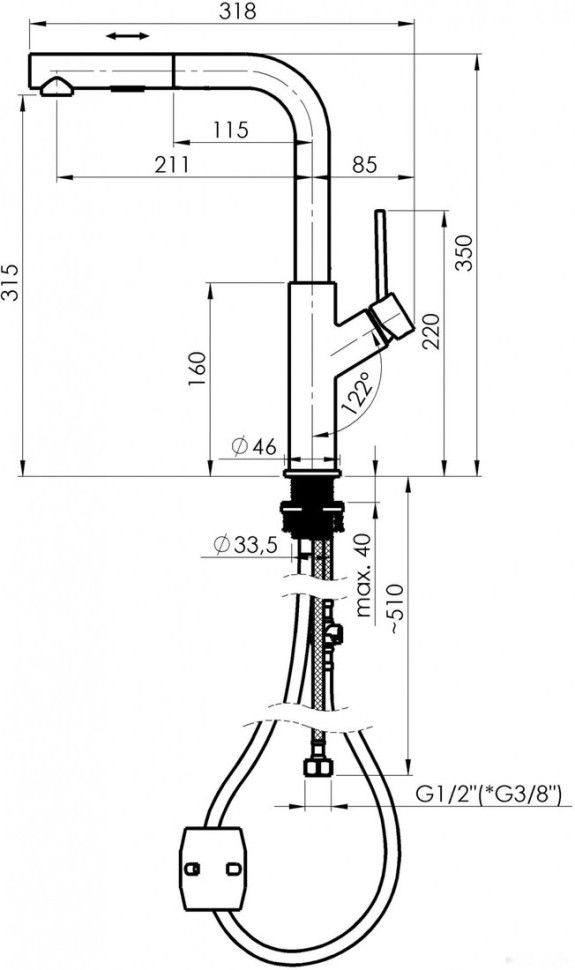 Смеситель Rubineta Bona-35 PO BO35008
