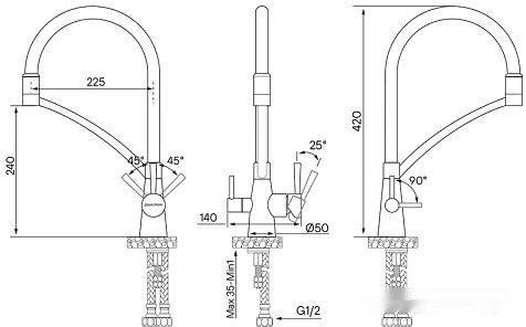 Смеситель Paulmark Siegen Si213111-GM (вороненая сталь) Смеситель Paulmark Siegen Si213111-GM (вороненая сталь)