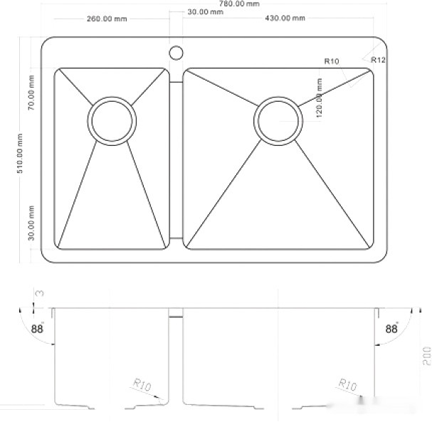 Кухонная мойка Zorg R-78-2-51-R Кухонная мойка Zorg R-78-2-51-R