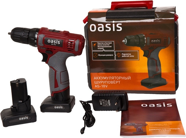 Дрель-шуруповерт Oasis AS-18V (с 2-мя АКБ, кейс) Дрель-шуруповерт Oasis AS-18V (с 2-мя АКБ, кейс)