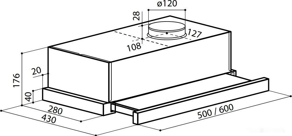 Вытяжка LEX Hubble G 500 (черное стекло)