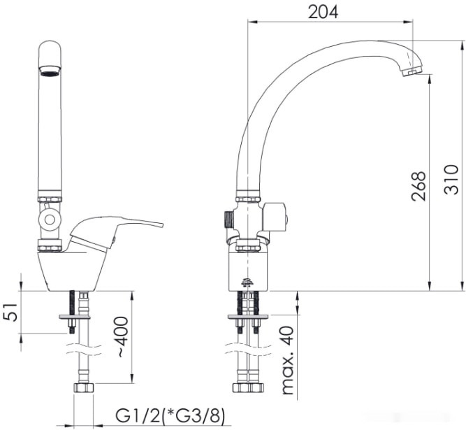 Смеситель Rubineta P-33/K Star P33K01
