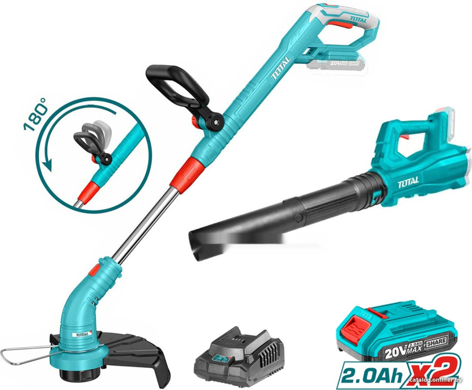 Total TOSLI23024 (триммер, воздуходувка, с 2-мя АКБ)