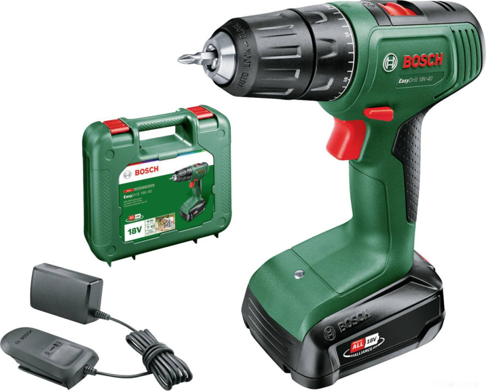 Дрель-шуруповерт Bosch EasyDrill 18V-40 06039D8004 (с 1-им АКБ, кейс)