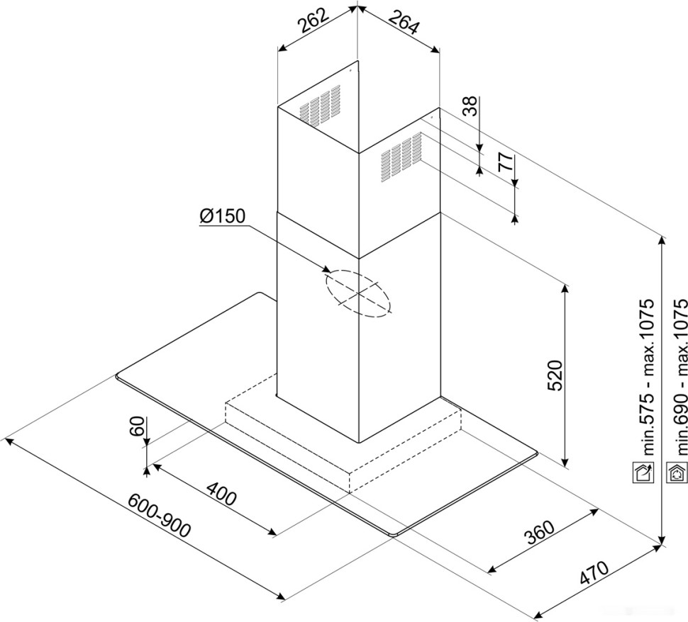 Вытяжка Smeg KBT900VE Вытяжка Smeg KBT900VE
