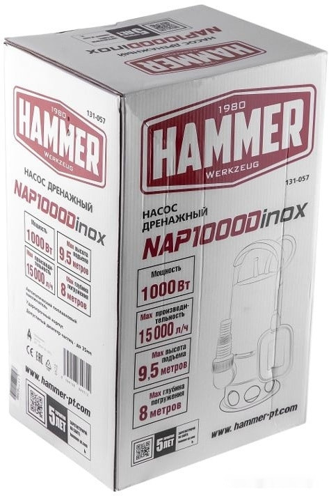 Дренажный насос Hammer NAP1000DInox Дренажный насос Hammer NAP1000DInox