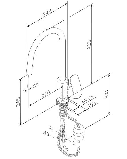 Смеситель Am.Pm Like F8012000 для кухонной мойки