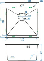 Кухонная мойка Avina HM4848 (нержавеющая сталь)