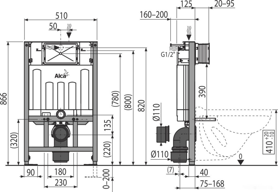 Система инсталляции Alcaplast AM101/850 Система инсталляции Alcaplast AM101/850