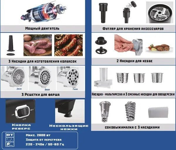 Мясорубка RENOVA MG260-R1BP Мясорубка RENOVA MG260-R1BP