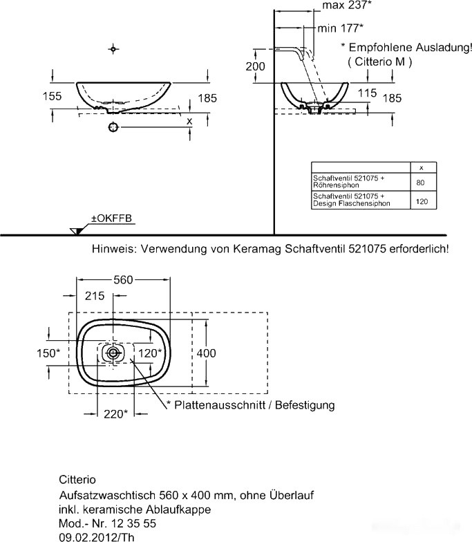 Умывальник Keramag Citterio 56x40 (123555000) Умывальник Keramag Citterio 56x40 (123555000)