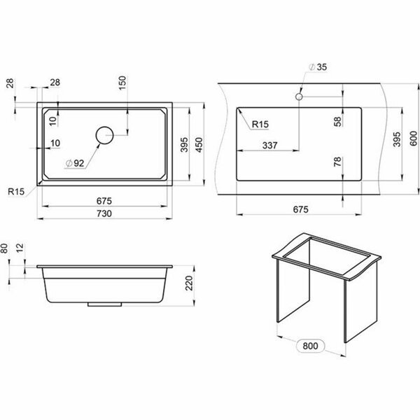 Кухонная мойка Granula KS-7303 (арктик)