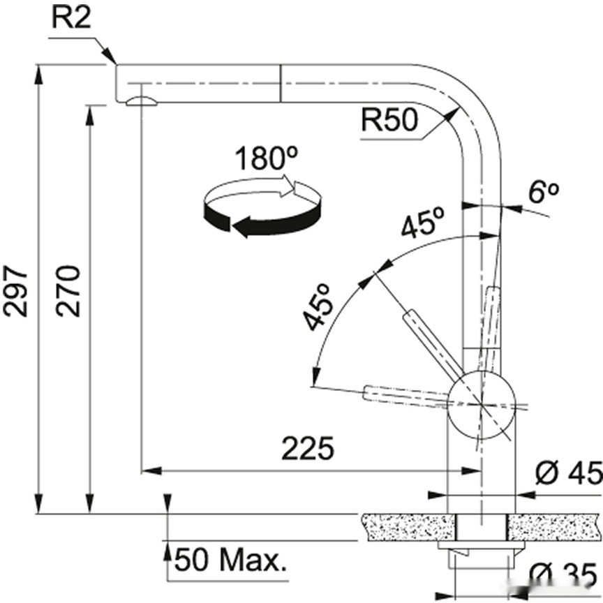 Смеситель Franke Atlas Neo Pull Out нержавеющая сталь 115.0521.438