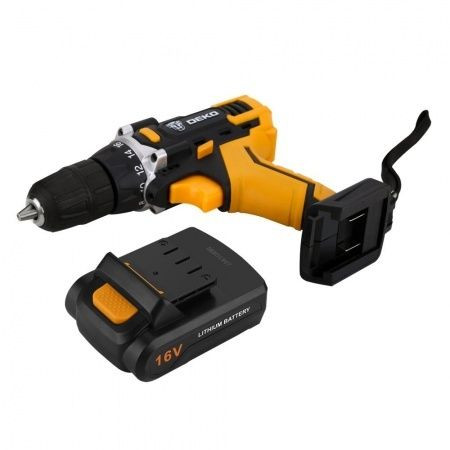 Дрель-шуруповерт Deko DKCD16FU-Li 063-4099 (с 2-мя АКБ, кейс, набор оснастки) Дрель-шуруповерт Deko DKCD16FU-Li 063-4099 (с 2-мя АКБ, кейс, набор оснастки)