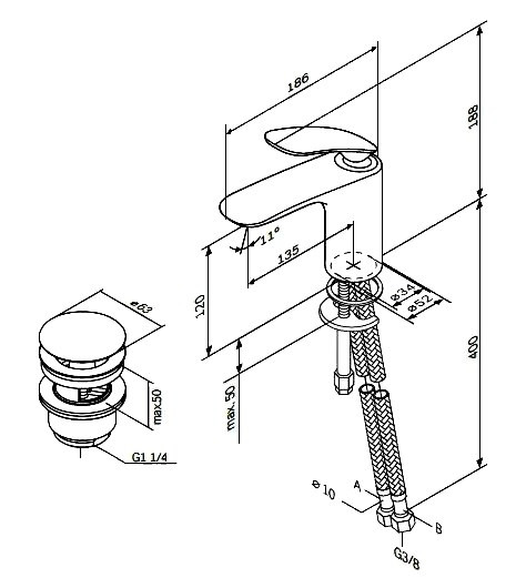 Смеситель Am.Pm Sensation F3082164 для раковины