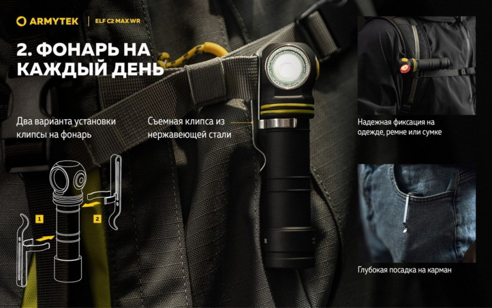 Фонарь Armytek Elf C2 Max WR USB-C (белый) Фонарь Armytek Elf C2 Max WR USB-C (белый)