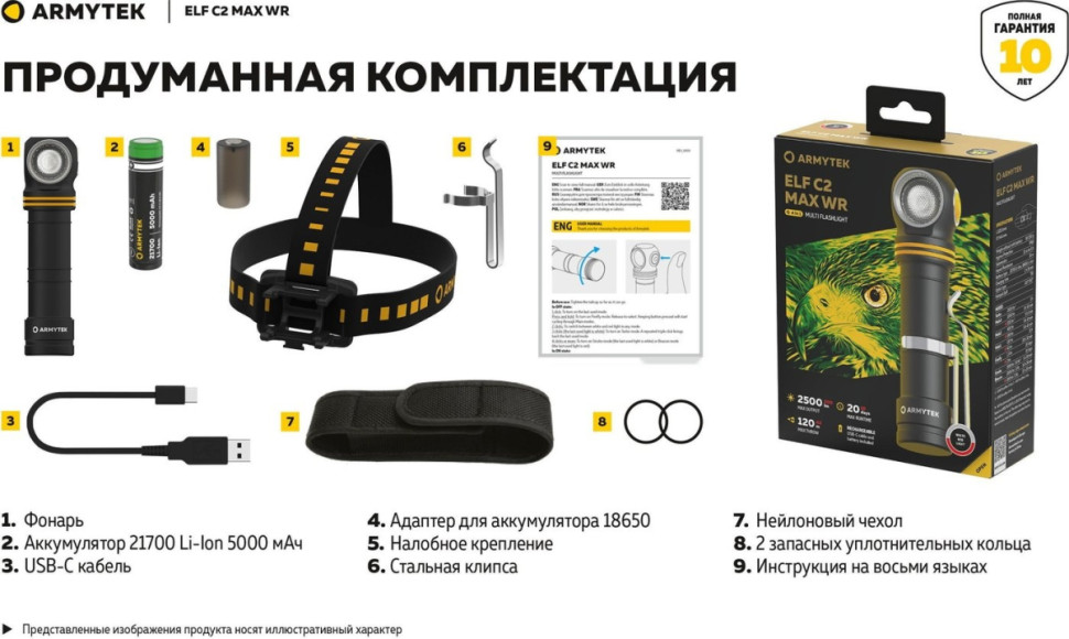 Фонарь Armytek Elf C2 Max WR USB-C (белый) Фонарь Armytek Elf C2 Max WR USB-C (белый)