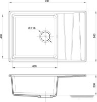 Кухонная мойка GranFest GF-LV-760L (бежевый)