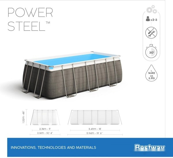Бассейн Bestway Power Steel 56998 (549x274x122) Бассейн Bestway Power Steel 56998 (549x274x122)