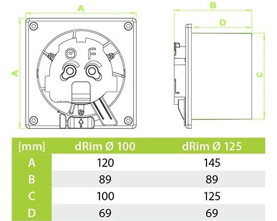 Вентилятор накладной AirRoxy dRim 100TS-C183 Вентилятор накладной AirRoxy dRim 100TS-C183